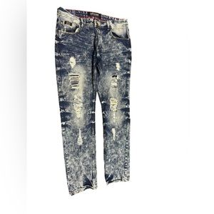 CONTENDER, Acid Wash, distressed, jeans , 36-34, blue white